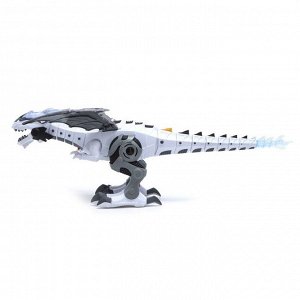 Динозавр «Техно», эффект дыма, свет и звук, работает от батареек, цвет белый