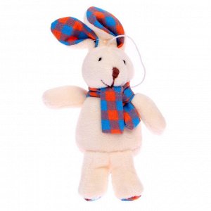 Мягкая игрушка «Кролик с шарфом в клетку», на подвесе, цвета МИКС