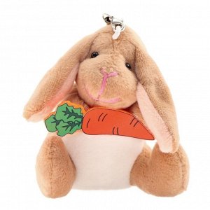 Мягкая игрушка «Кролик с морковкой», на подвеске, цвет коричневый