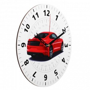 Часы настенные "Красный автомобиль" d=24 см, плавный ход