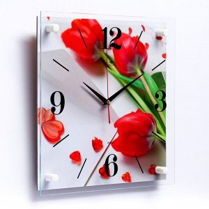 Часы настенные, серия: Цветы, "Тюльпаны", плавный ход, 35 х 35 см