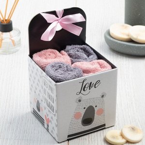 Салфетки махровые «Этель» Love, 30x30 см, 4 шт., хлопок 100%, розовые, серые