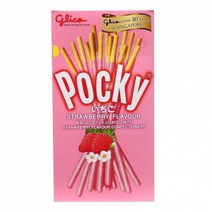 Бисквитные палочки  в глазури со вкусом клубники  Pocky Strawberry, 47 gr