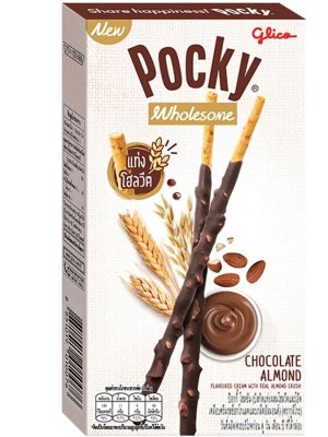 Палочки бисквитные с шоколадной глазурью и миндалем   Pocky wholesome chocolate almond, 36 gr