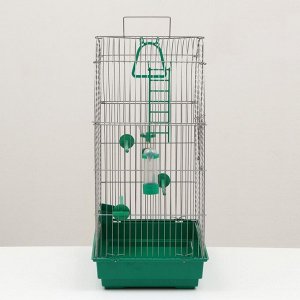 Клетка для птиц "Пижон" №101, цвет хром , укомплектованная, 41 х 30 х 65 см, зеленый микс