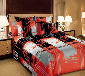Комплект постельного белья 1,5-спальный, бязь "Люкс"(220) (Хокку, красный)
