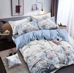 Комплект постельного белья 2-спальный, поплин (Мелодия, голубой)