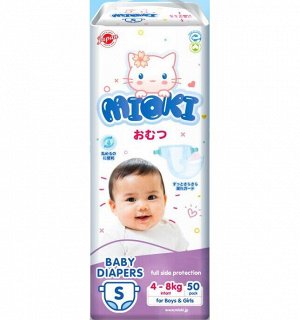 Подгузники детские MIOKI S 4-8 кг 50 шт, Упак