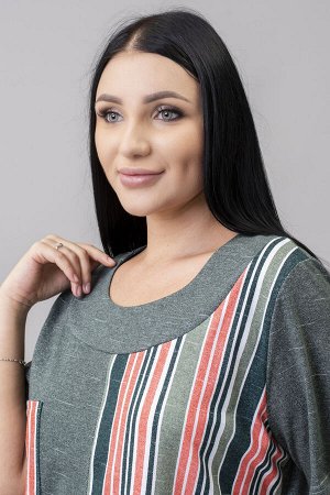 Платье М-160 полоса зеленый
