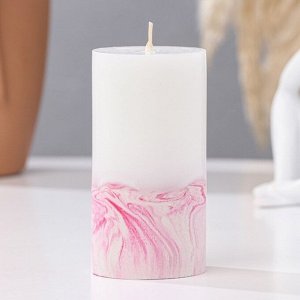 Свеча на бетоне, 5х10 см, бело-розовая