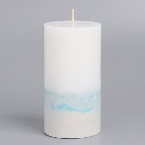 Свеча на бетоне, 5х10 см, бело-синяя