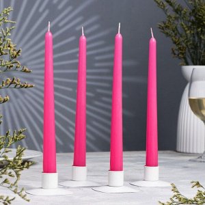 Набор свечей античных, 2,3х 24,5 см, 5 ч, 55 г, 4 штуки, темно-розовая