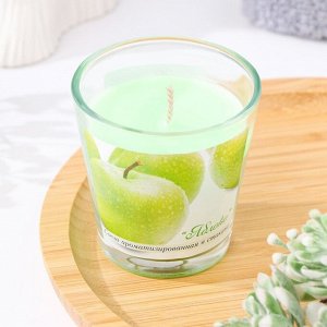 Свеча ароматическая в стакане "Яблоко", 6,5х6,5 см, 10 ч, 165 г, зеленая