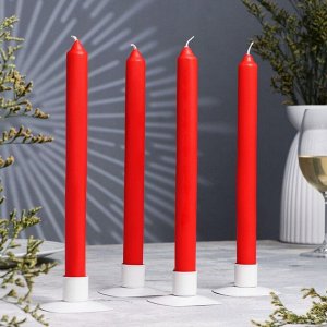 Набор классических свечей в коробке, 2,3х 24,5 см, 7 ч, 67 г, 4 штуки, красный