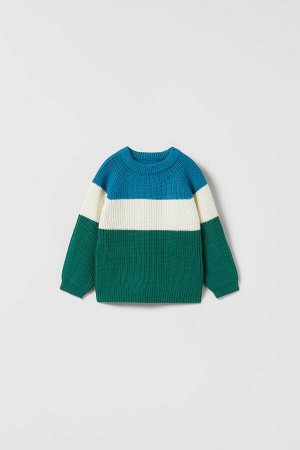 Двухцветный укороченный свитер