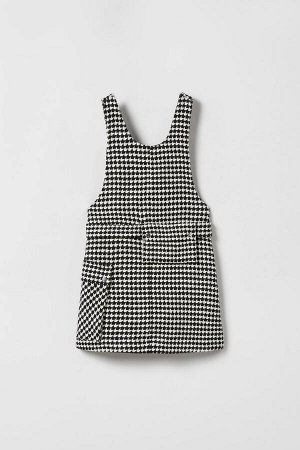 Houndstooth textured pinafore платье with ремень сумка