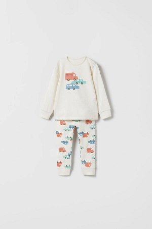 Baby/ пижама из рельефной ткани с принтом «машины»