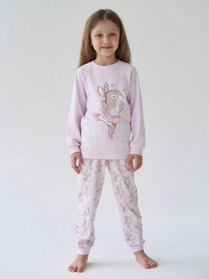 Пижама для девочки, пудровый набивка зайчики