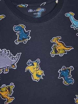 KOGANKIDS Пижама для мальчика, тёмно-серый набивка динозавры