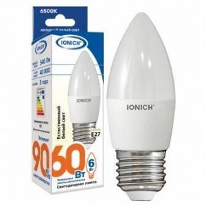 Лампа светодиодная IONICH "свеча" C37 6Вт 4000К Е27