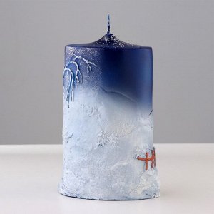 Свеча - цилиндр "Новогодняя", большая, 7х10х16 см