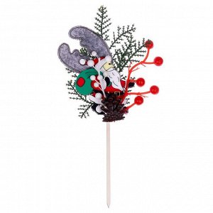 Новогоднее украшение из природного декора «Дед Мороз» 24 ? 12 ? 2 см