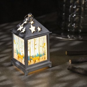 Светодиодная фигура «Фонарь с оленем» 6 x 13 x 6 см, пластик, батарейки AG13х3 (в комплекте), свечение тёплое белое