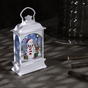 Светодиодная фигура «Фонарь со снеговиком» 7x13x3.5 см, пластик, батарейки AG13x3 (в комплекте), свечение тёплое белое