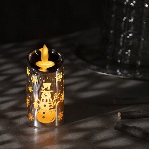 Светодиодная фигура «Серебристая свеча со снеговиком» 5 x 9 x 5 см, пластик, батарейки AG13х3 (в комплекте), свечение тёплое белое