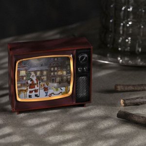 Светодиодная фигура «Телевизор с Дедом Морозом» 10 x 8 x 4 см, пластик, батарейки CR2032х2, свечение мульти (RGB)