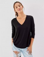 Oversized Soft &amp; Sexy Long-Sleeve V-Neck T-Shirt