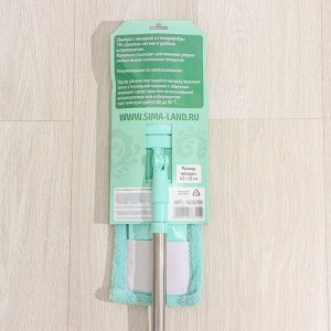 Швабра для мытья пола плоская Доляна, насадка из микрофибры 40x10 см, телескопическая стальная ручка 68(122) см