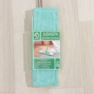 Швабра для мытья пола плоская Доляна, насадка из микрофибры 40x10 см, телескопическая стальная ручка 68-121 см