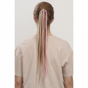 Афрорезинка, 60 см, 6 косичек, цвет блонд/розовый
