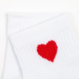 Носки женские, "Сердце" цвет белый, р-р 23-25