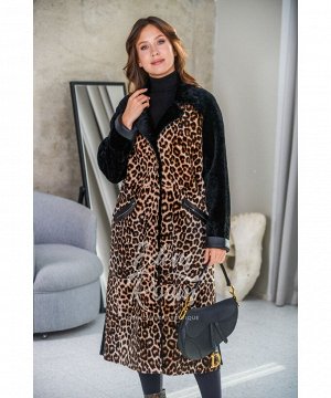 Леопардовое пальто - дублёнка