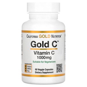 California Gold Nutrition, Gold C, витамин C, 1000 мг, 60 растительных кап