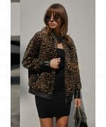 Леопардовая куртка из экологической шерсти