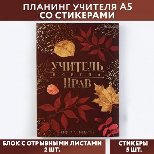 Планинг учителя со стикерами «Учитель всегда прав», А5, твердая обложка