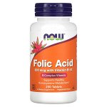 Now Foods, Фолиевая кислота с витамином B12, 800 мкг, 250 таб