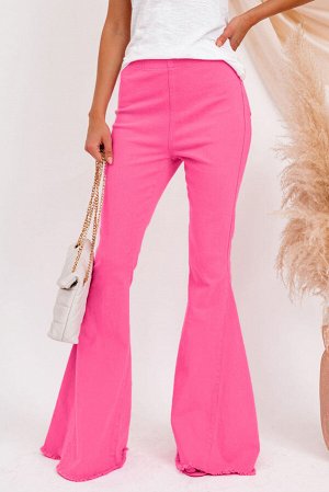 Pink Pink Denim Flare Pants
