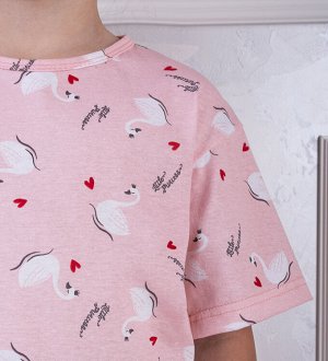 Футболка детская для девочки хлопок цвет Лебедушка (Тимошка)
