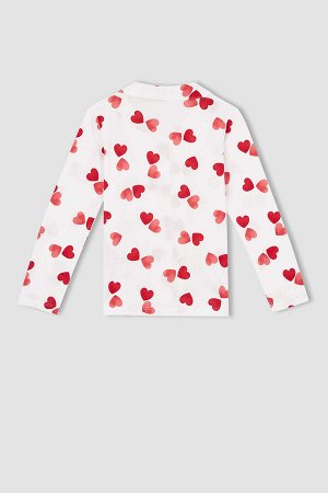 Пижамный комплект из чесаного хлопка с рисунком сердца для девочек