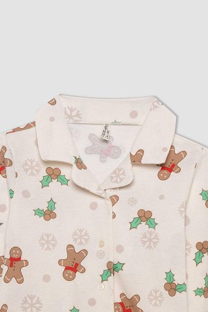 Пижамный комплект из чесаного хлопка с рождественским рисунком для девочек