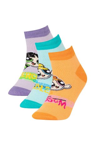 Комплект из 3 хлопковых носков с пинетками PowerPuff для девочек для девочек