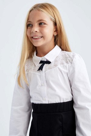 Обычная поплиновая рубашка с длинными рукавами Back To School для девочек