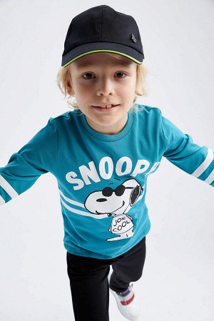 Футболка с длинным рукавом из чесаного хлопка Boy Snoopy Licensed Regular Fit с круглым вырезом и длинными рукавами