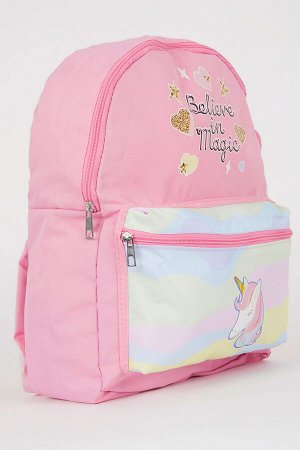 Рюкзак для девочки с принтом единорога и подставкой для карандашей