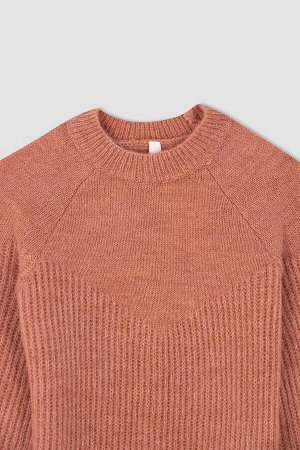 Трикотажный свитер с круглым вырезом для девочек
