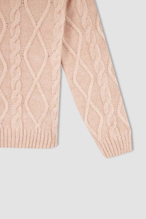 Трикотажный свитер с высоким воротником для девочек